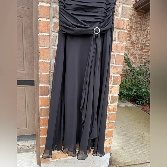 Sangria Womens 14 Maxi Black Long Formal Stretch Dress - Picture 4 of 6